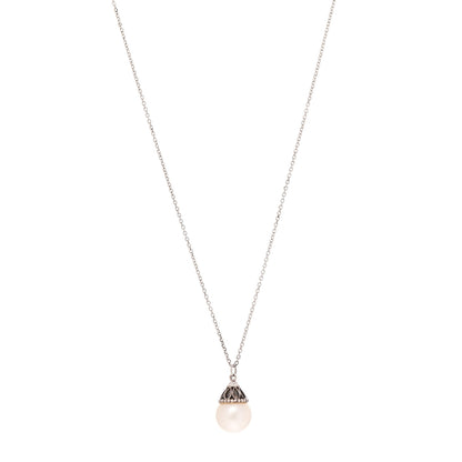 Tiffany Sterling Silver Pearl Ziegfeld Drop Pendant Necklace 1 of 5