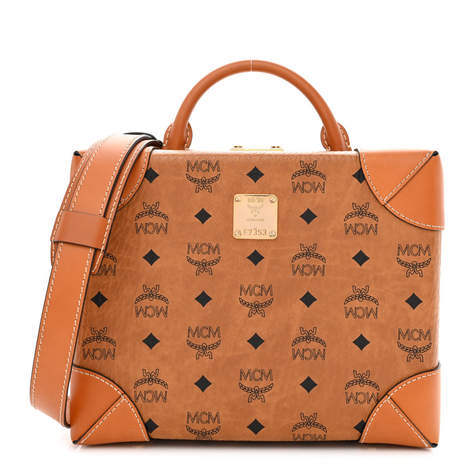 MCM Visetos Medium Berlin Crossbody Cognac 1 of 11