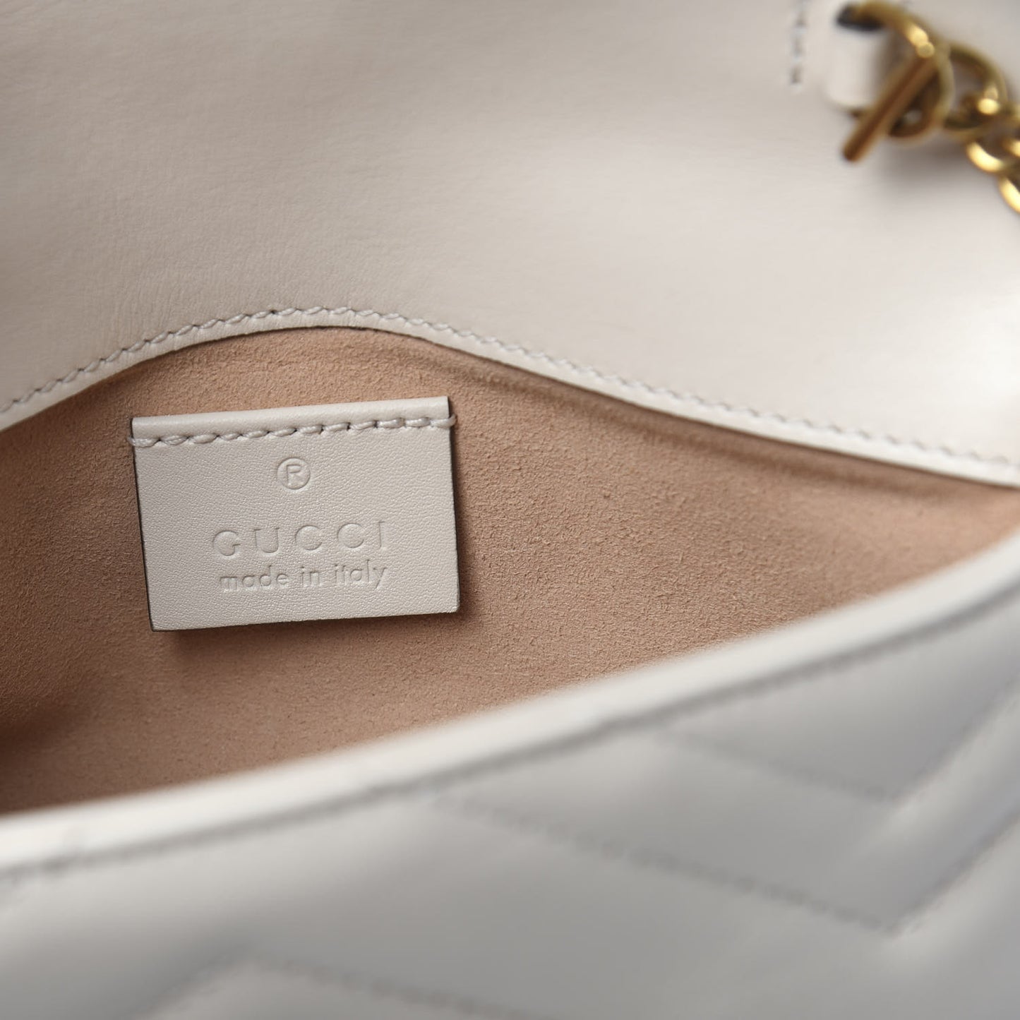 Calfskin Matelasse Super Mini GG Marmont Shoulder Bag White