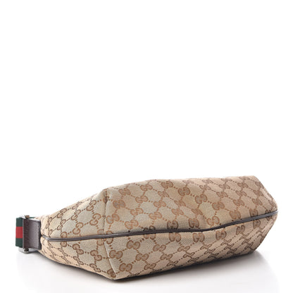 Gucci Monogram Web Medium Half Moon Hobo Dark Brown 4 of 9