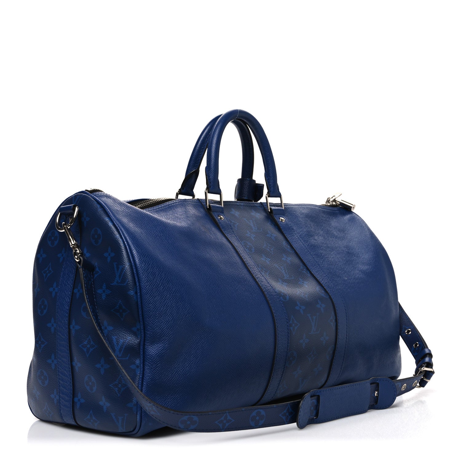 Louis Vuitton Taiga Monogram Eclipse Keepall Bandouliere 50 Pacific Blue 2 of 10