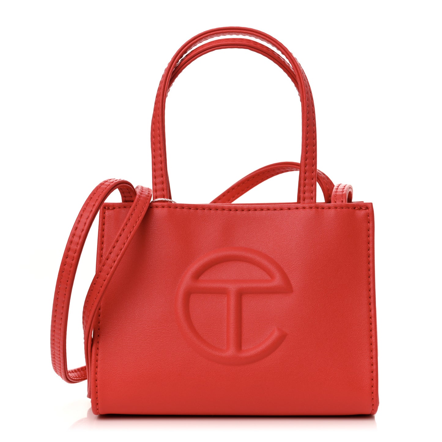 Vegan Leather Small Shopping Bag Red