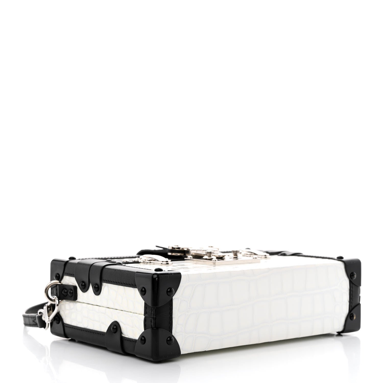 Louis Vuitton Alligator Petite Malle White Black 4 of 11