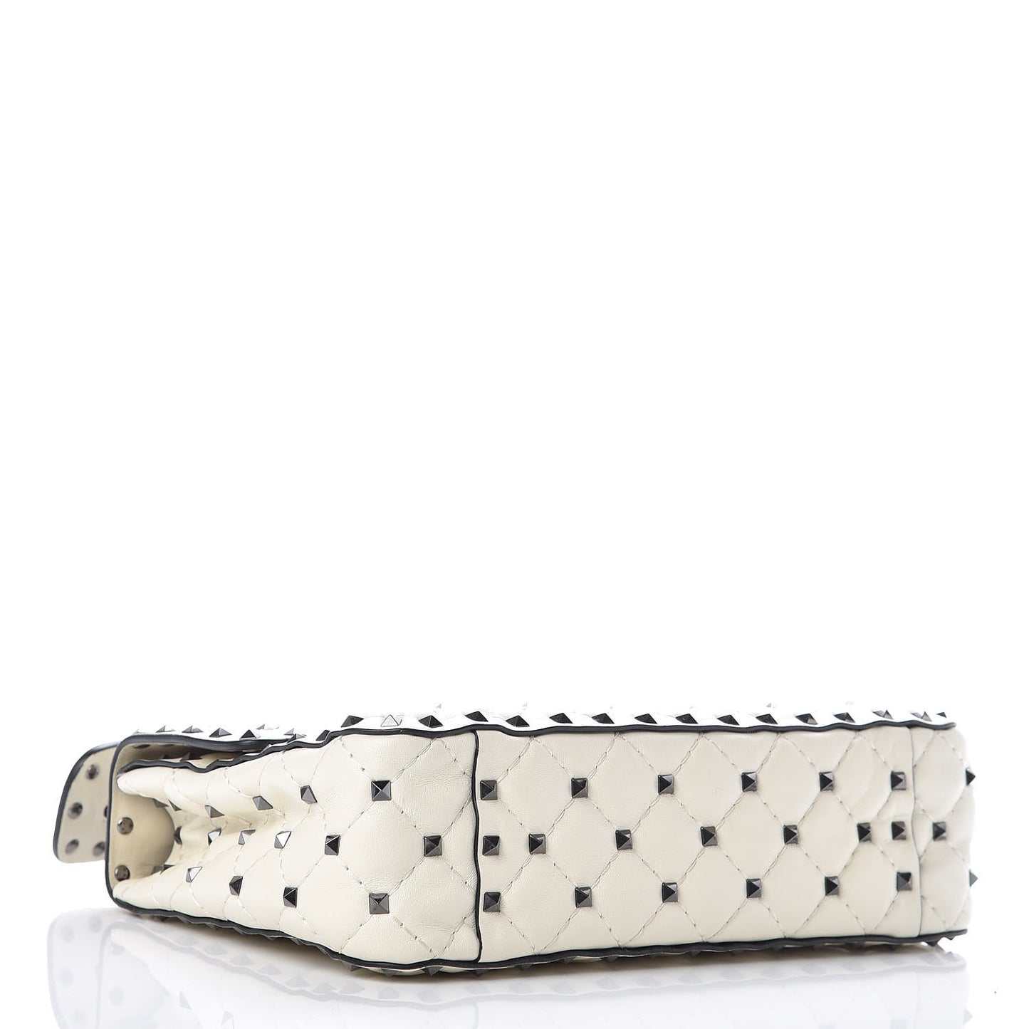 Lambskin Medium Rockstud Spike Shoulder Bag White