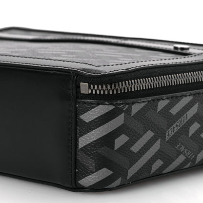 Versace Coated Canvas La Greca Signature Messenger Bag Black Gray 9 of 11