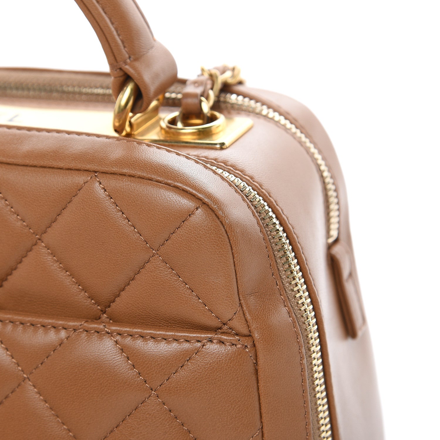 Chanel Lambskin Quilted Medium Trendy CC Bowling Bag Camel 13 of 19