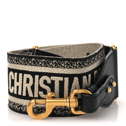 Christian Dior Canvas Embroidered Shoulder Strap  Black 2 of 8