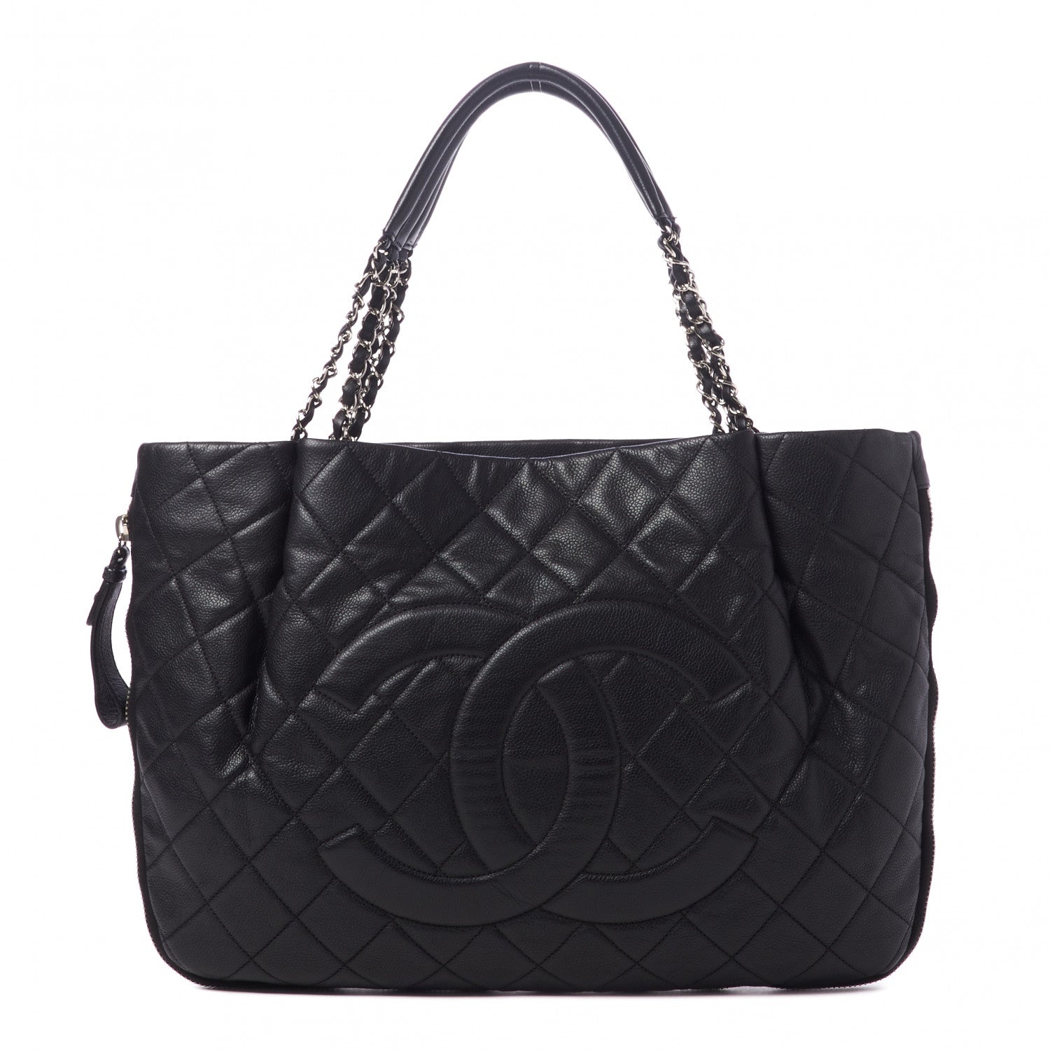 Chanel Caviar Expandable Zip Shoulder Bag Black 1 of 10