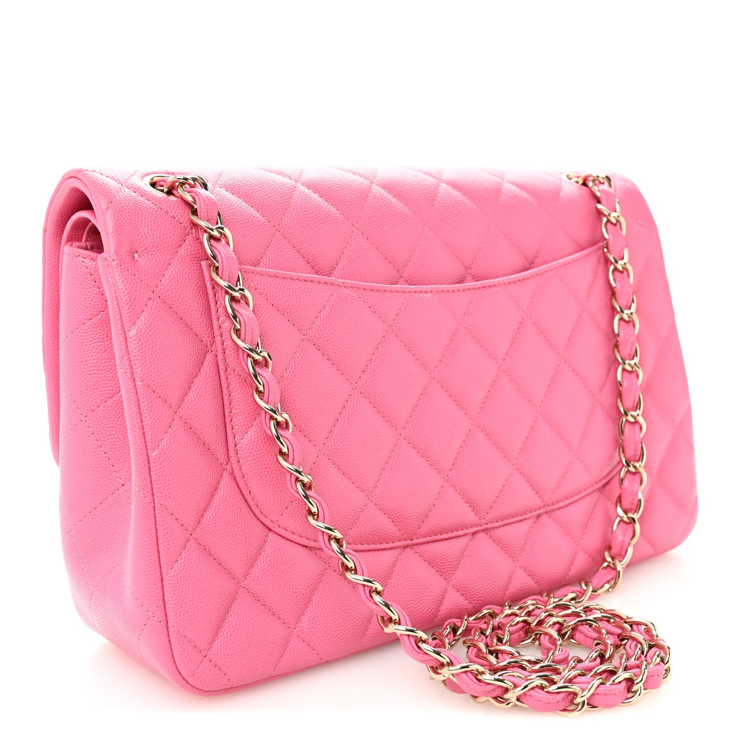 Caviar Quilted Jumbo Double Flap Pink