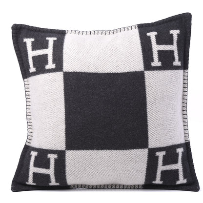 Hermes Wool Cashmere Avalon Pillow PM Ecru Gris Fonce 1 of 5