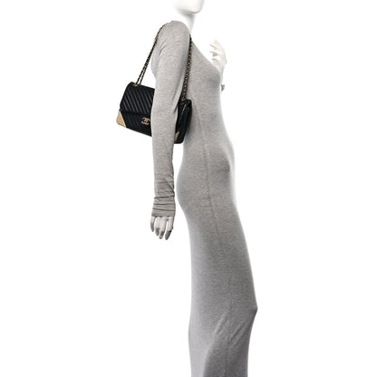 Chanel Calfskin Chevron Quilted Rock The Corner Flap Black 2 of 11