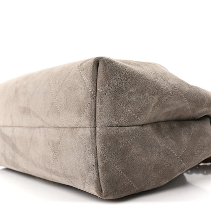Chanel Suede Quilted Large Hobo Dark Grey 10 of 10