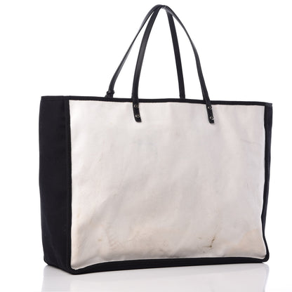 Chanel Canvas Calfskin Large Let's Demonstrate Tote White Black 3 of 18