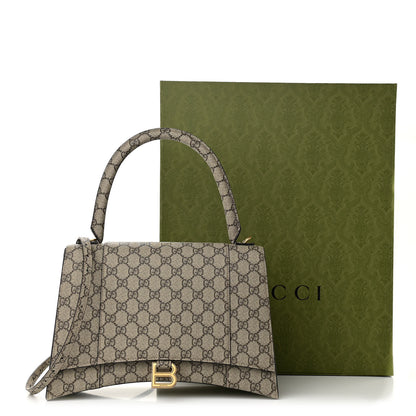 Balenciaga X GUCCI GG Supreme Monogram Medium Hourglass Top Handle Bag Beige Ebony 10 of 10