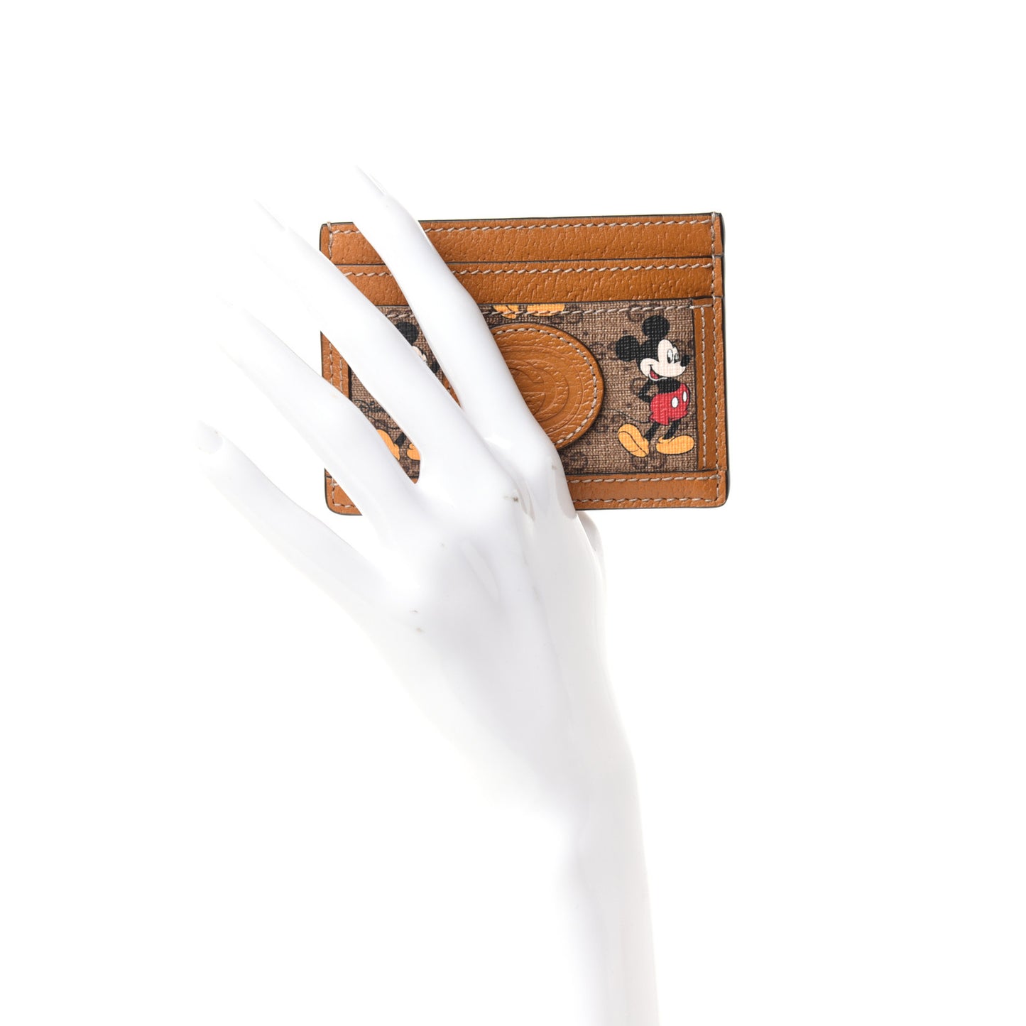 X DISNEY Mini Vintage GG Supreme Monogram Mickey Mouse Card Holder Beige Vintage Sun Oil