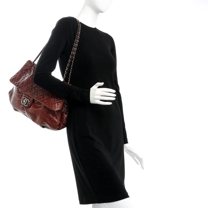 Chanel Grained Calfskin Quilted Maxi Elastic Flap Burgundy 2 of 9