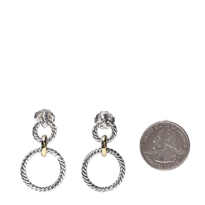 David Yurman Sterling Silver 18K Yellow Gold Cable Classics Doorknocker Earrings 2 of 6