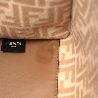 Fendi Flannel Vitello King Wool Plexiglass FF Logo Embroidered Medium Fendi Sunshine Shopper Tote Brown 12 of 12