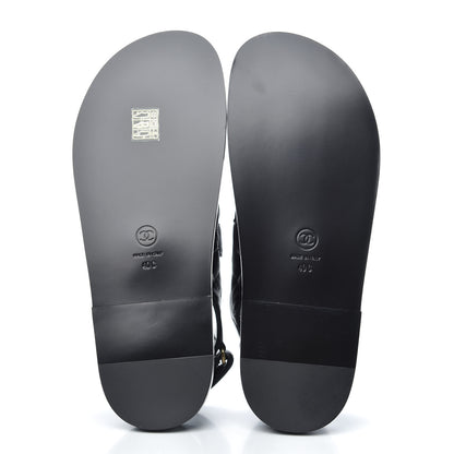 Chanel Grained Calfskin Velcro Dad Sandals 40 Black 5 of 9
