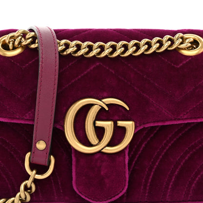 Gucci Velvet Matelasse Mini GG Marmont Shoulder Bag Fuchsia Violet Cyclamen 8 of 10