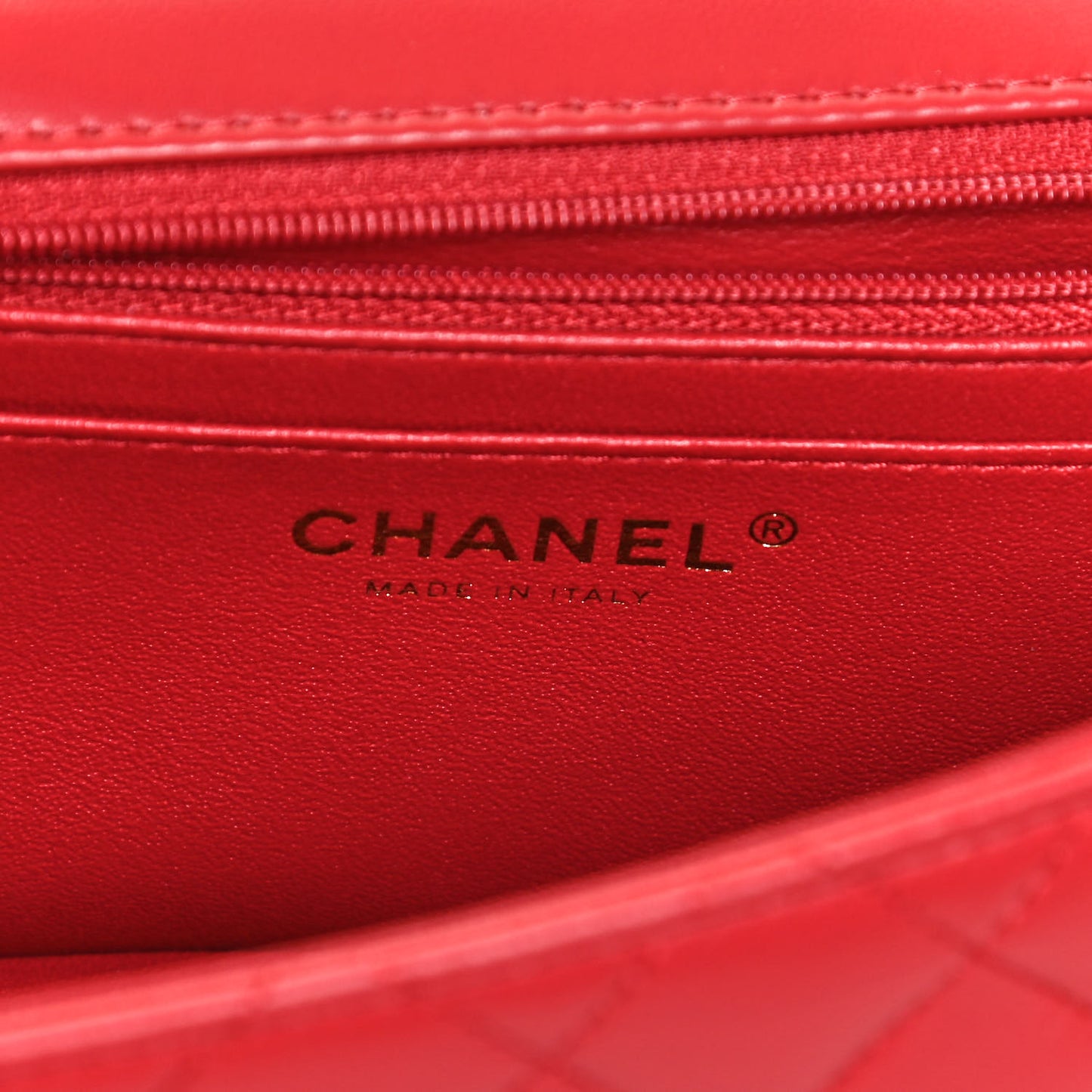 Lambskin Quilted Mini Top Handle Rectangular Flap Red