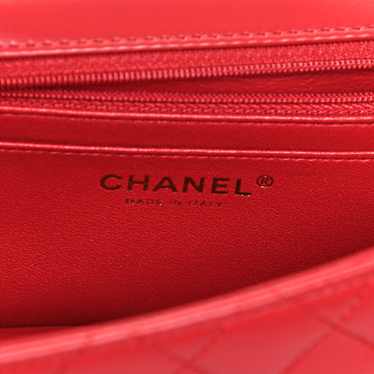 Chanel Lambskin Quilted Mini Top Handle Rectangular Flap Red 6 of 13