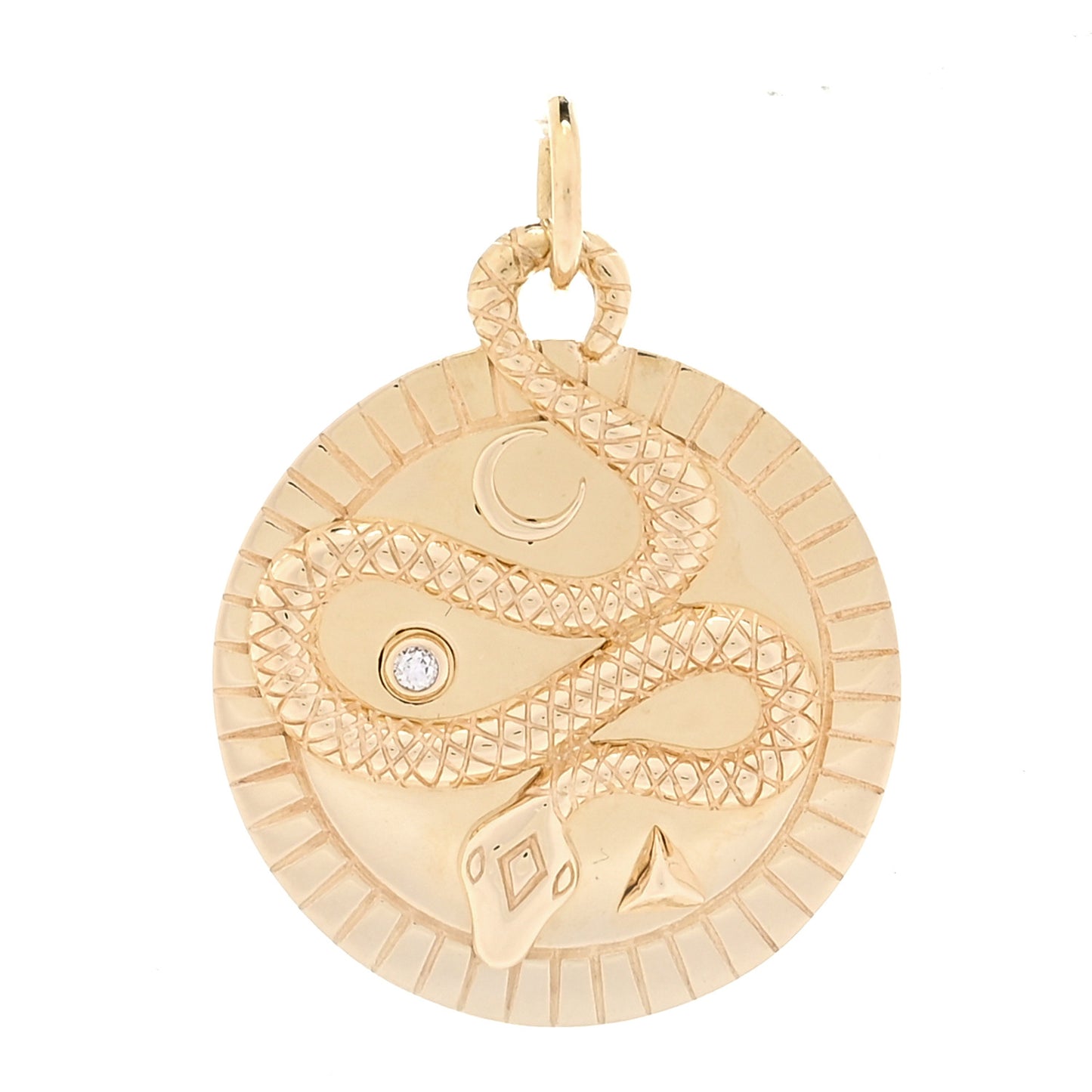 18K Yellow Gold Diamond Medium Wholeness Snake Medallion Pendant