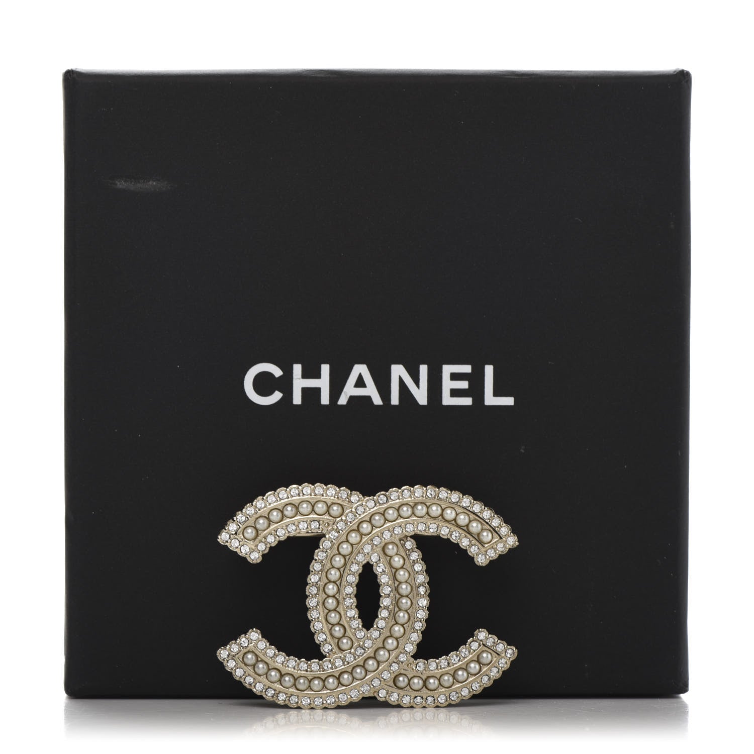 Chanel Pearl Crystal Lace Camellia CC Brooch Gold 4 of 4
