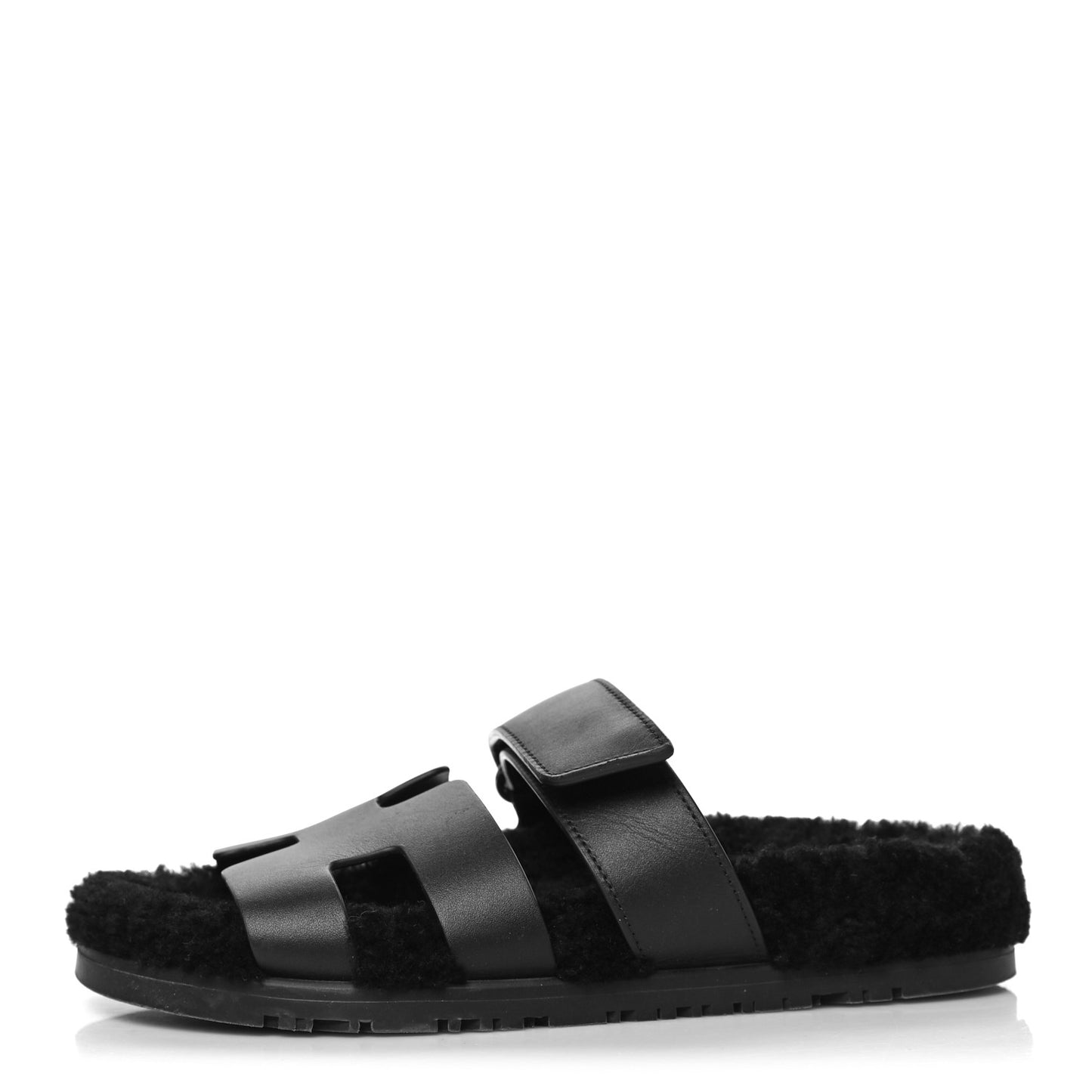 Calfskin Woolskin Womens Chypre Sandals 36 Black