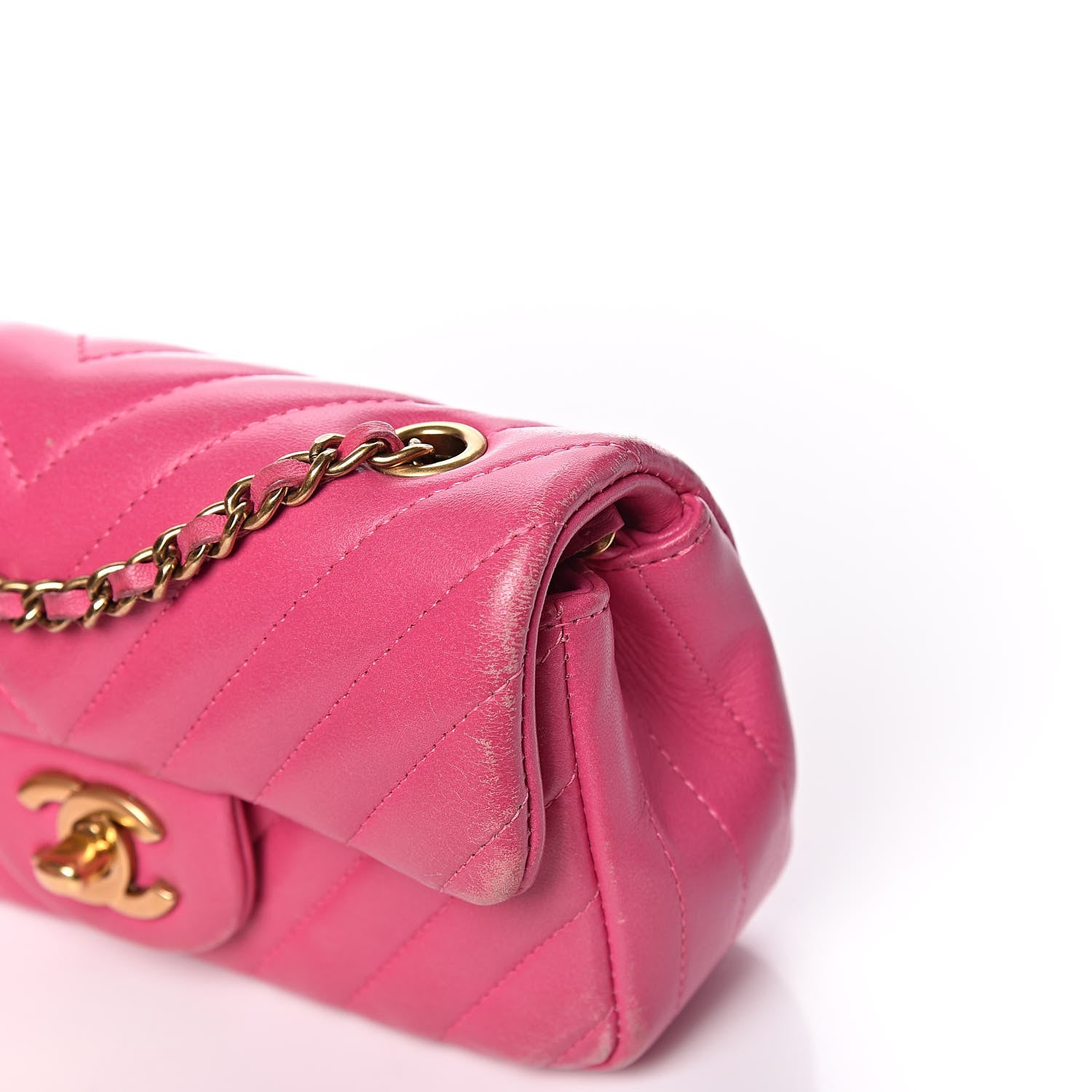 Chanel Lambskin Chevron Quilted Extra Mini Flap Dark Pink 14 of 15