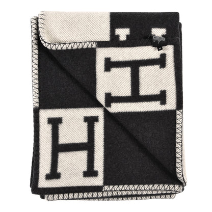 Hermes Wool Cashmere Avalon Blanket Ecru Gris Fonce 2 of 3