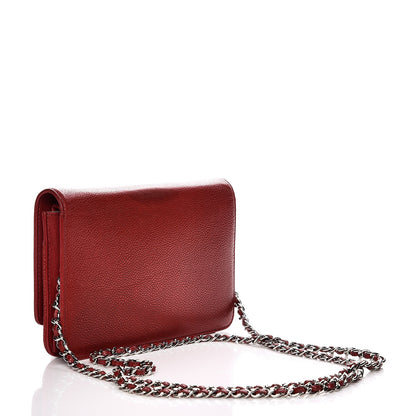 Chanel Caviar Timeless CC Wallet On Chain WOC Red 3 of 11