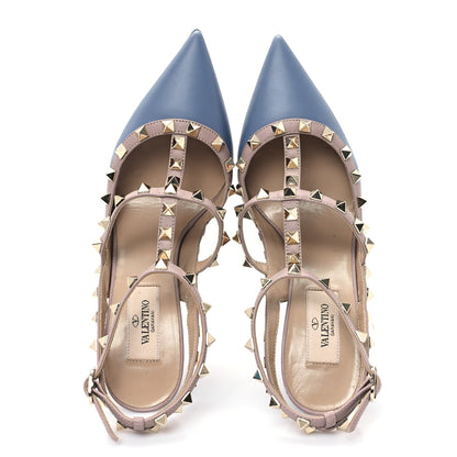Valentino Garavani Calfskin Nappa Rockstud Ankle Strap 100mm Pumps  38 Baltique Poudre 2 of 8