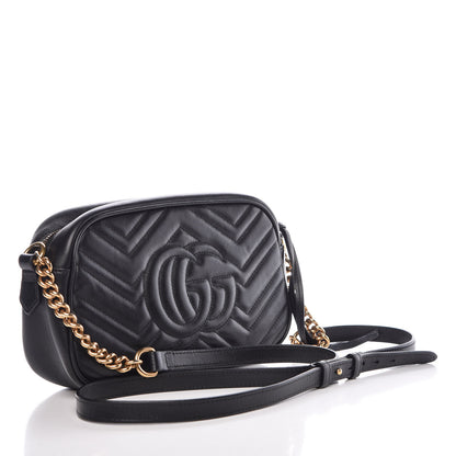Gucci Calfskin Matelasse Small GG Marmont Chain Shoulder Bag Black 3 of 10