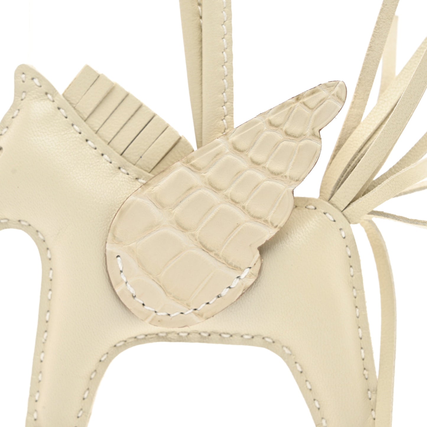 Milo Lambskin Matte Alligator Touch Grigri Rodeo Pegase Horse Bag Charm PM Craie Nata Beton