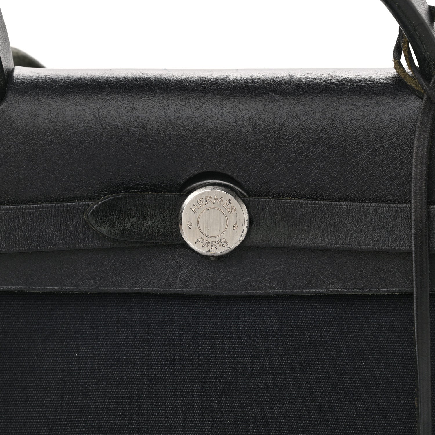 Hermes Toile Vache Calfskin Herbag 30 PM Black 12 of 13