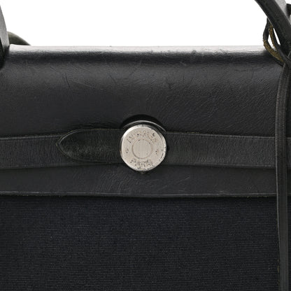 Hermes Toile Vache Calfskin Herbag 30 PM Black 12 of 13