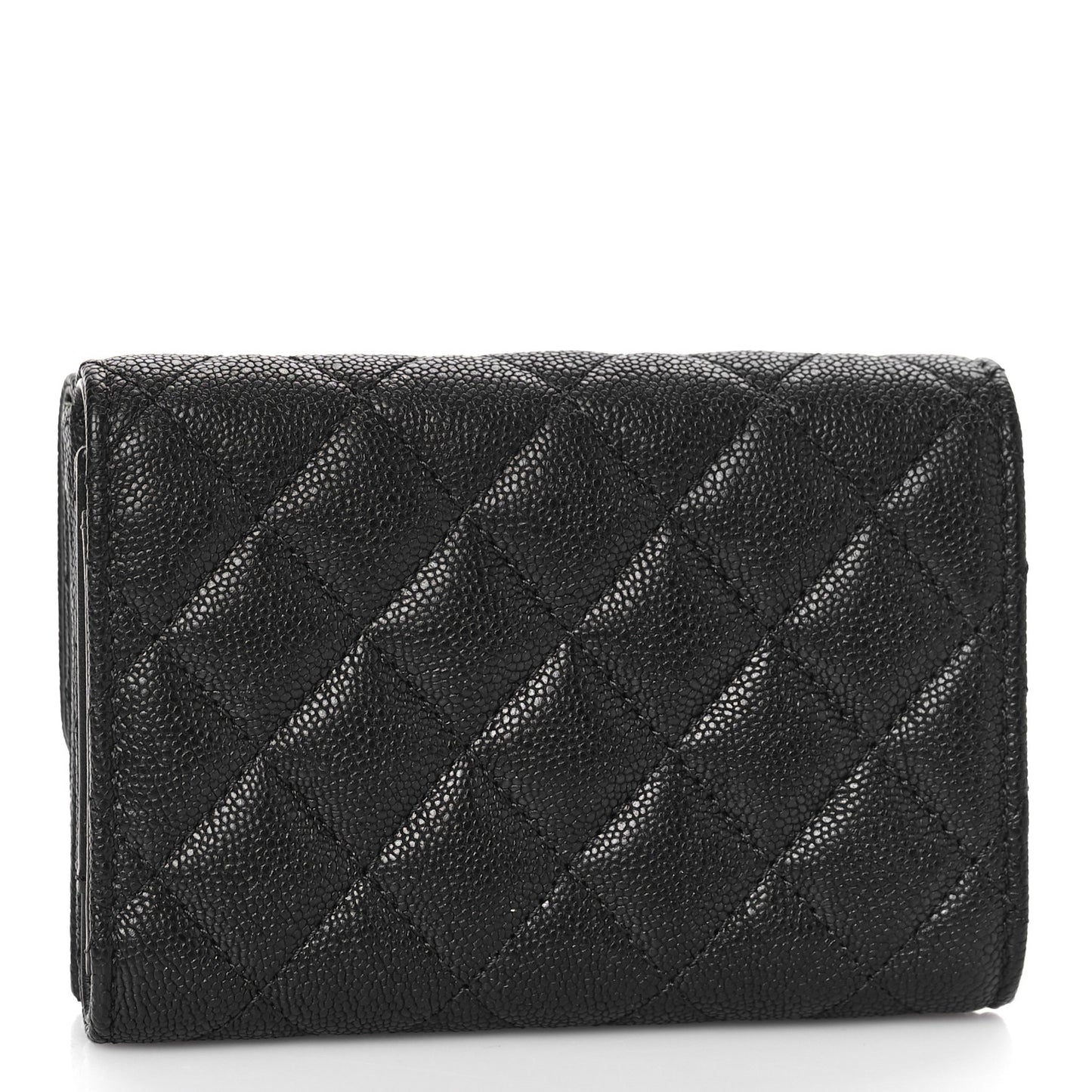 Caviar Quilted Small Boy Flap Wallet Black