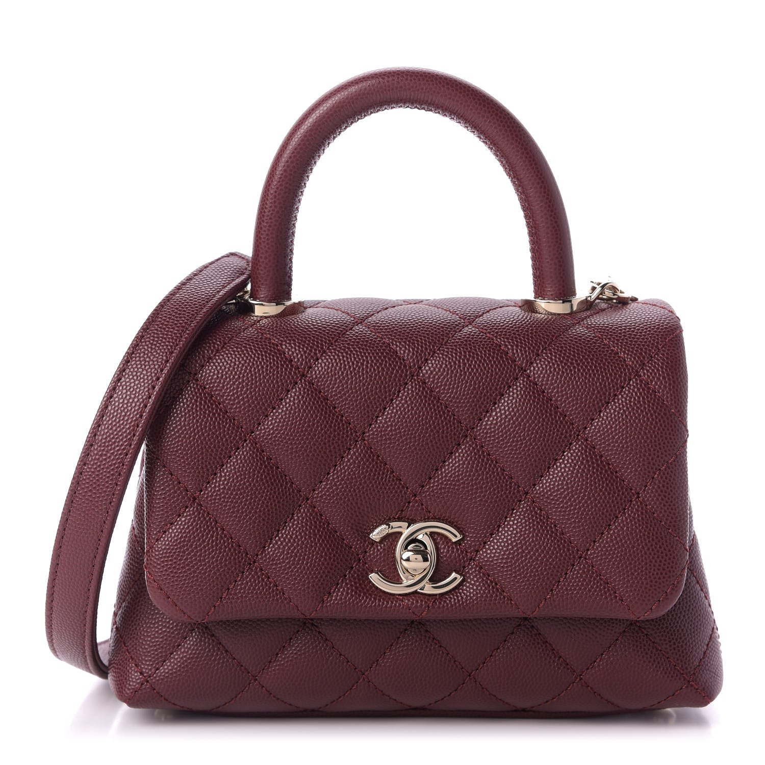 Chanel Caviar Quilted Extra Mini Coco Handle Flap Burgundy 1 of 9
