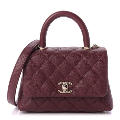 Chanel Caviar Quilted Extra Mini Coco Handle Flap Burgundy 1 of 9
