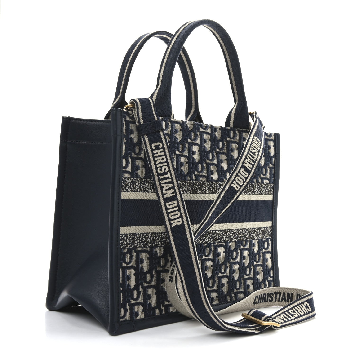 Christian Dior Oblique Calfskin Small Book Tote With Strap Blue Multicolor 3 of 10