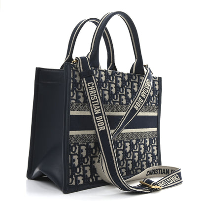 Christian Dior Oblique Calfskin Small Book Tote With Strap Blue Multicolor 3 of 10