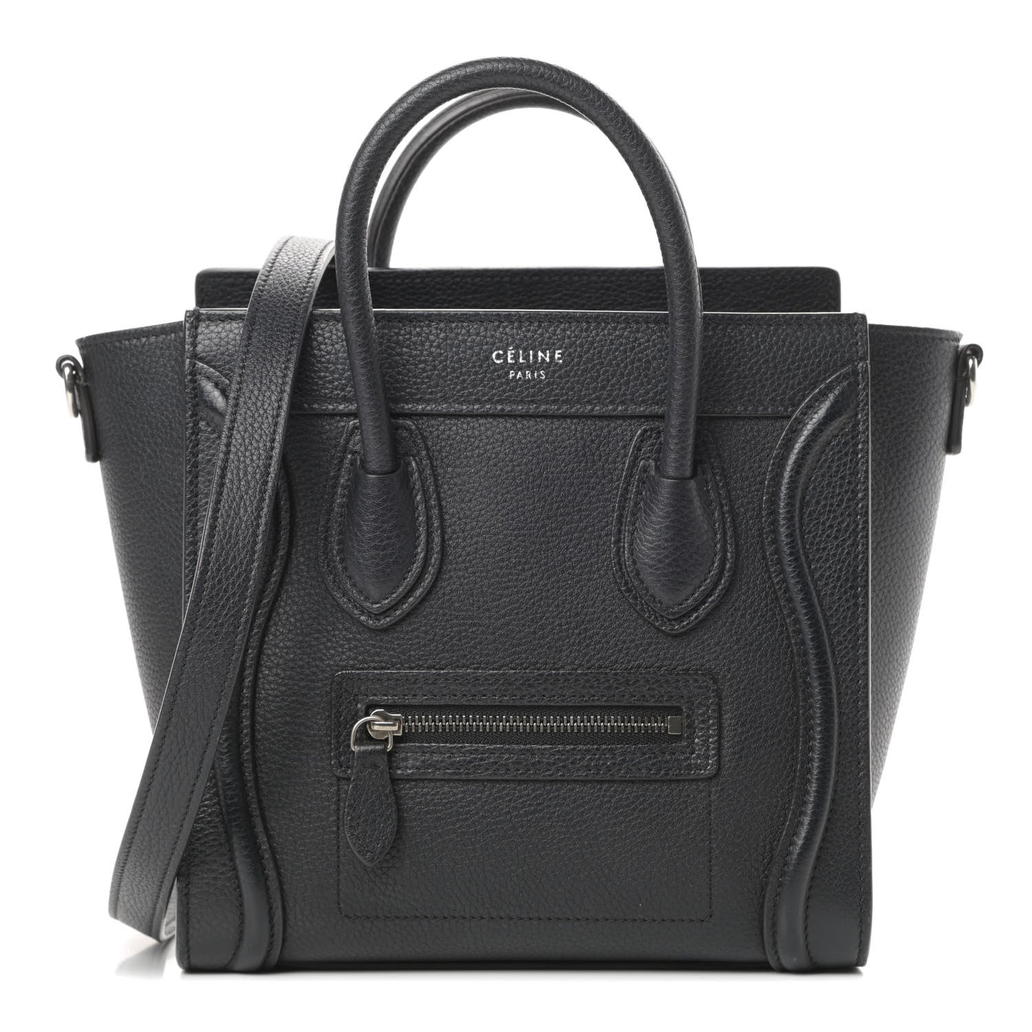 Celine Drummed Calfskin Nano Luggage Black 1 of 13