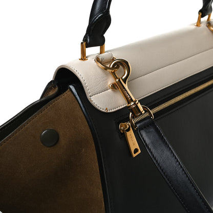 Celine Smooth Calfskin Suede Medium Tri-Color Trapeze Cream Black Brown 9 of 20