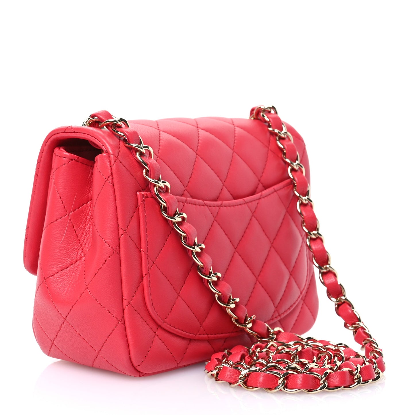 Lambskin Quilted Mini Square Flap Dark Pink