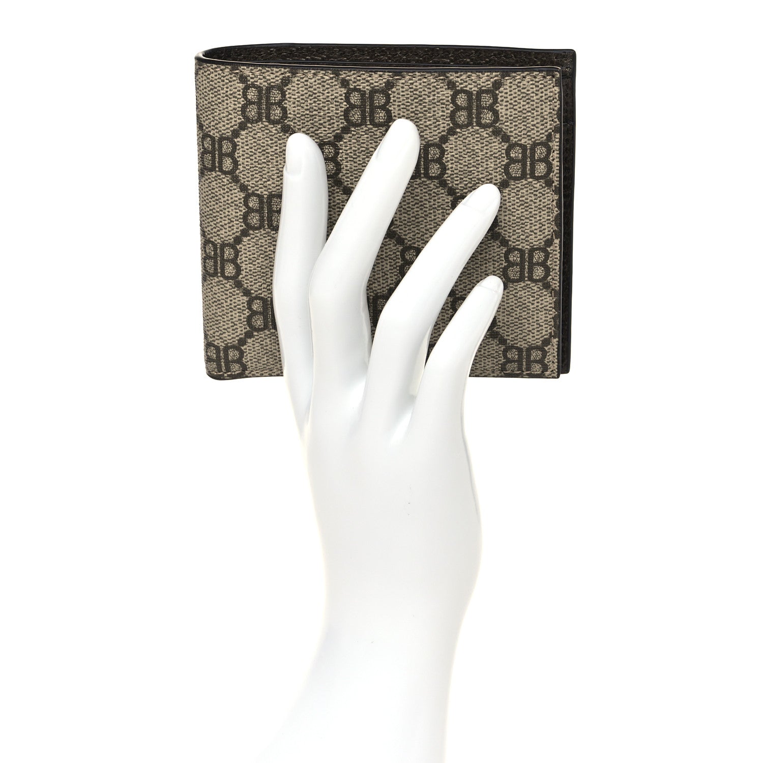 Gucci X BALENCIAGA BB Supreme Monogram Bi-Fold Wallet Beige Ebony 2 of 6