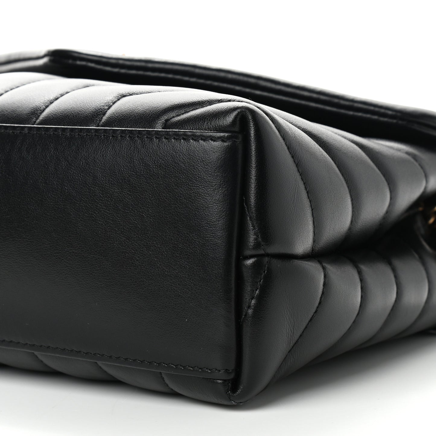 Calfskin Y Quilted Monogram Small Loulou Chain Satchel Black