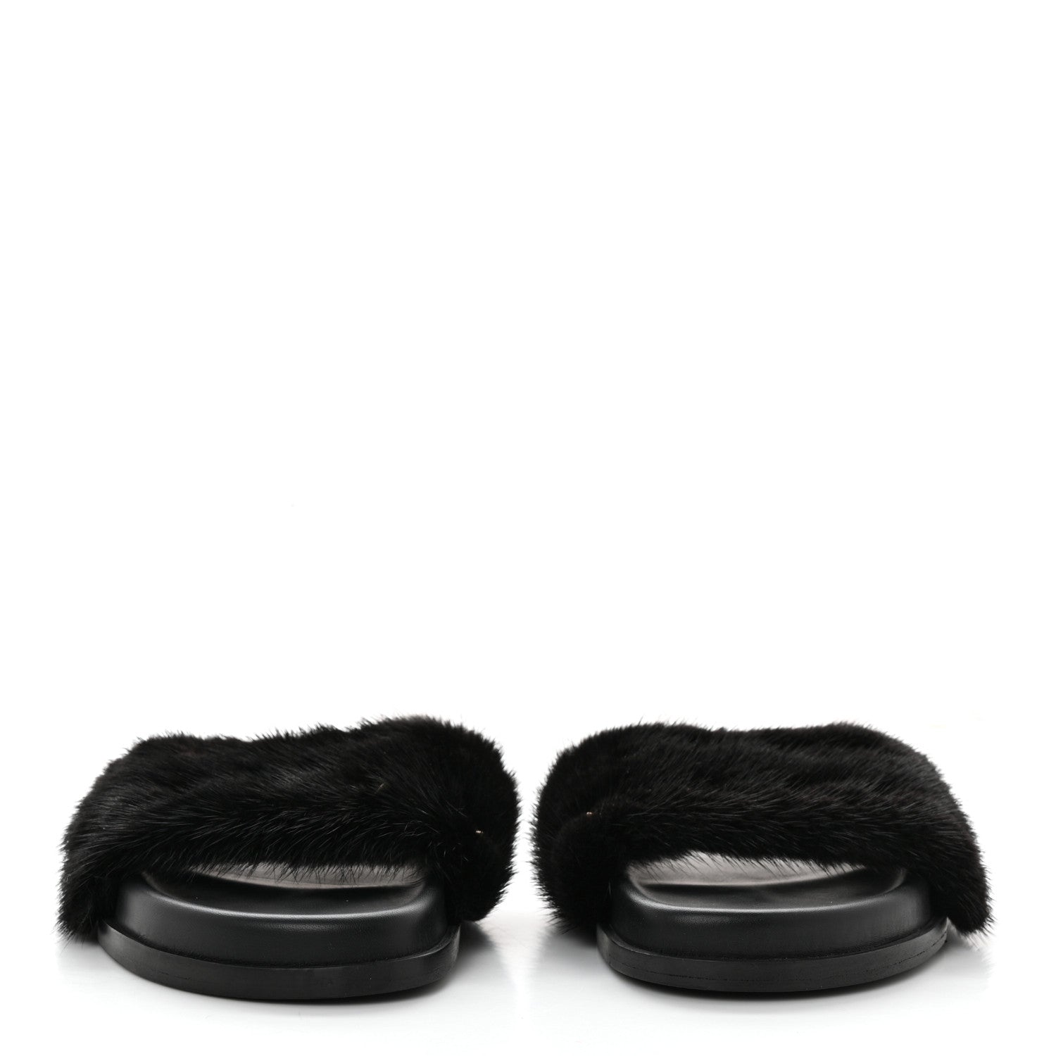 Valentino Garavani Mink Fur Rockstud Slide Sandals 36 Black 2 of 7