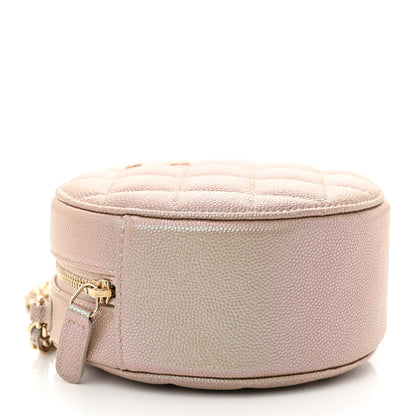 Chanel Iridescent Caviar Resin Quilted Round Clutch With Chain Beige 4 of 10