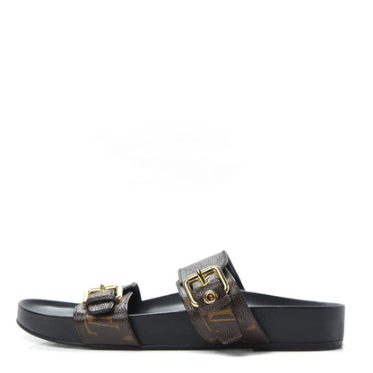 Louis Vuitton Monogram Bom Dia Mule Sandals 39 Black 1 of 8